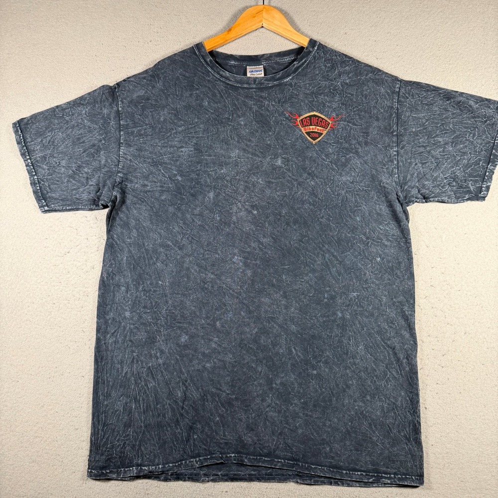 Las Vegas BikeFest 2016 Graphic T-Shirt Mens‎ XL Charcoal Acid Wash Cotton Biker